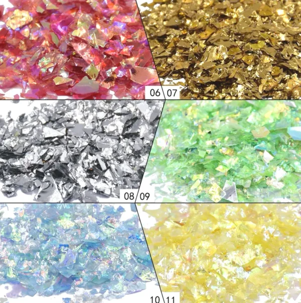 Nail Art Shimmer Foil Slices Variety