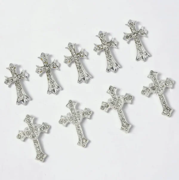 Vintage Cross Nail Charms, 10-Piece Set