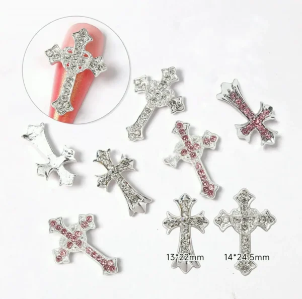 Vintage Cross Nail Charms, 10-Piece Set