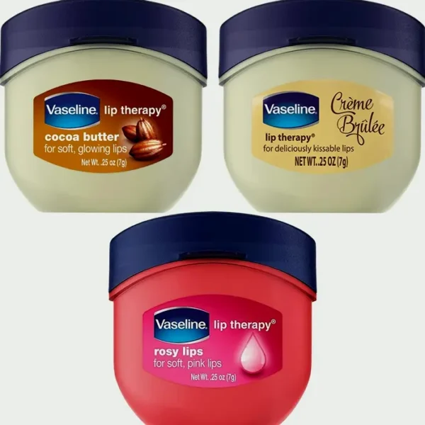 Petroleum Jelly Lip Care Bundle - Creme, Rosy, Cocoa Butter, 0.25 Oz (Set of 3)