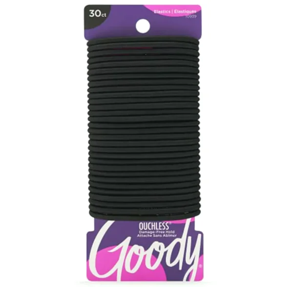 Goodie Ouchless Elastic - 30 Pack, Dark - 4MM Regular Hair