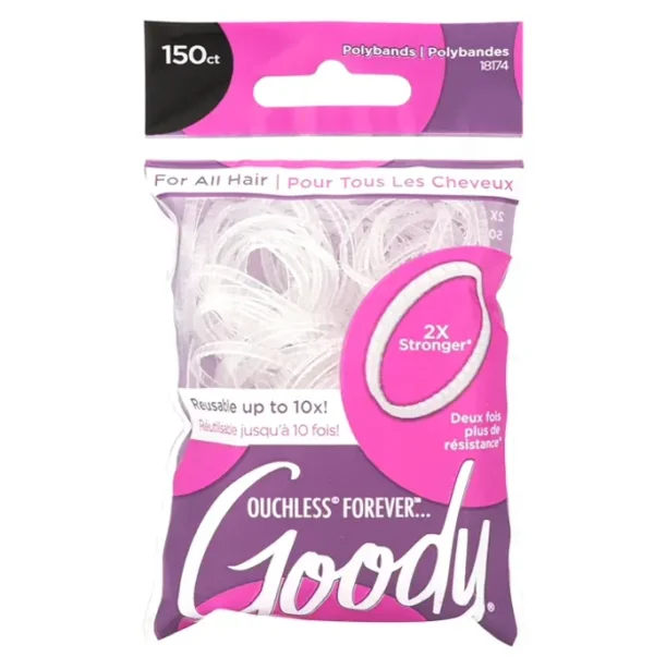 Giddy Pain-Free Elastic Hair Tie - 150 Count, Clear