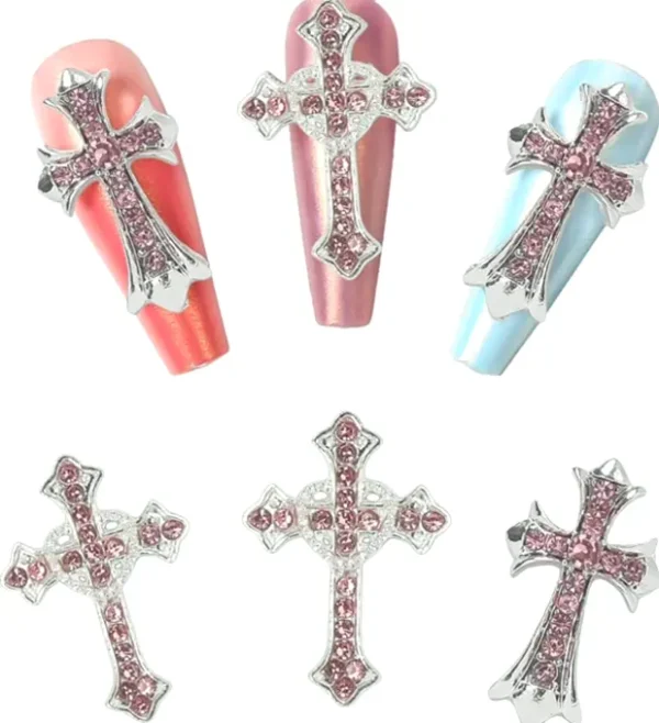 Vintage Cross Nail Charms, 10-Piece Set