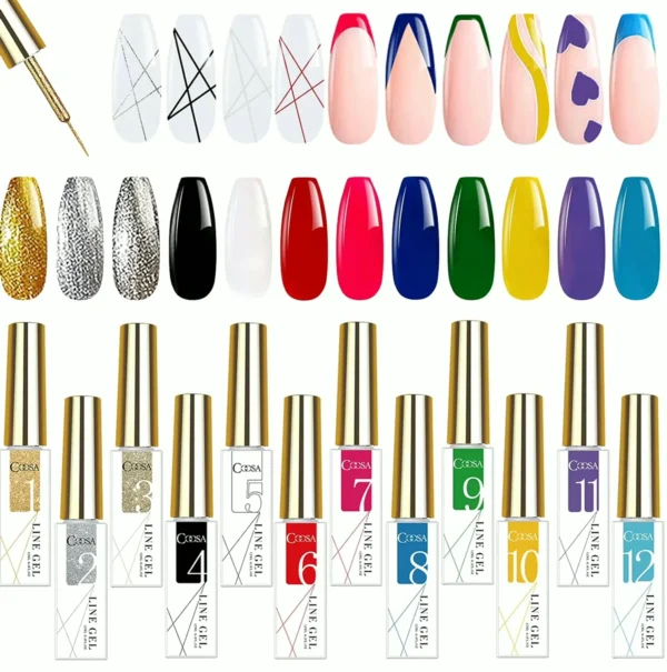 Twelve Shades Painting Liner Kit for Nail Art