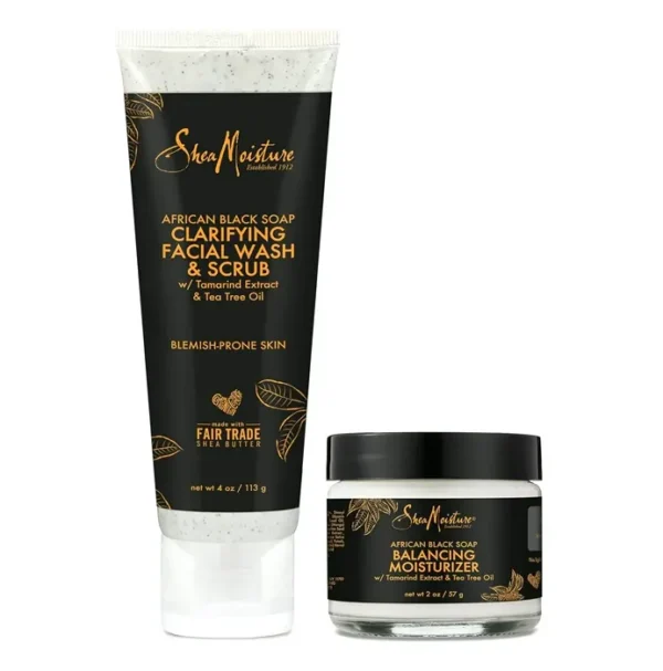 Shea Moisture Black Soap  Cleanser Duo For Acne-Prone Skin