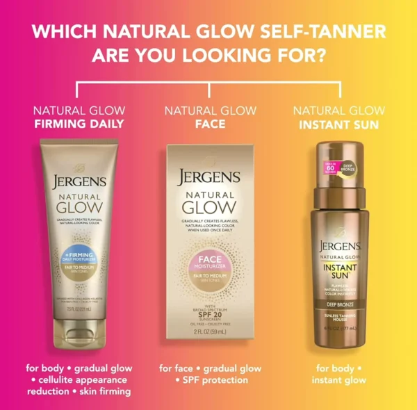 Jergens Natural Glow Facial Self Tanner Lotion, SPF 20, Fair Skin Tone, 2 Fl Oz Set of 2