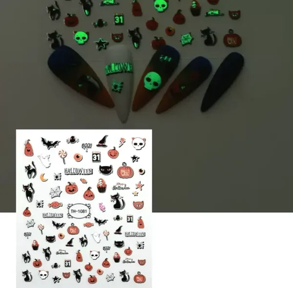 Halloween Luminous Nail Art Decals Set