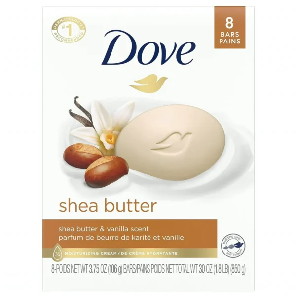 Dove Shea Butter Beauty Bar 8 Count for Soft Skin