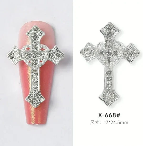 Vintage Cross Nail Charms, 10-Piece Set