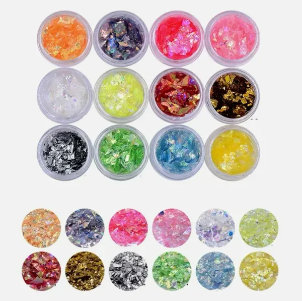 Nail Art Shimmer Foil Slices Variety