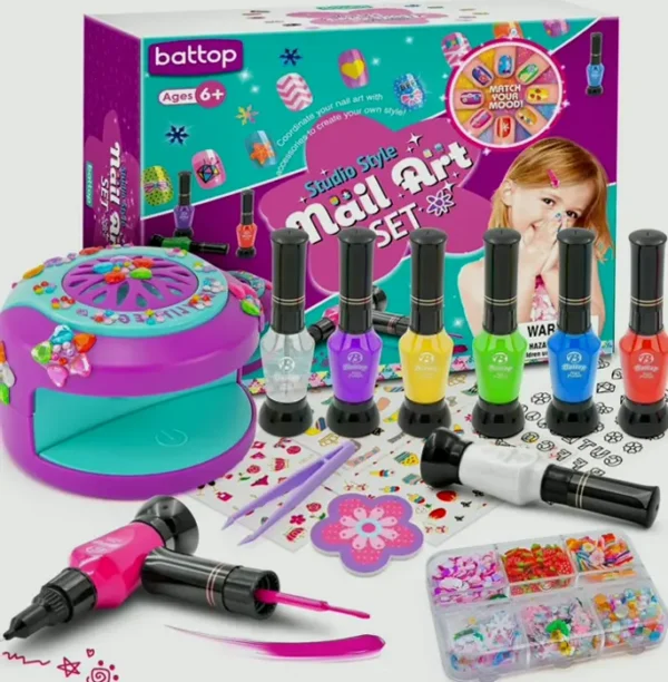 Kids Nail Kit with Blower & Art Accessories