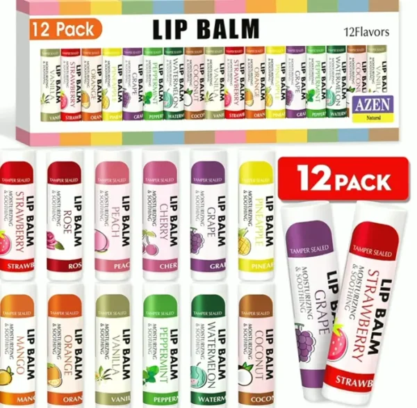 ZEN 12 Set Lip Balm, Natural Bulk Balm, Hydrating Lip Balm for Cracked Lips