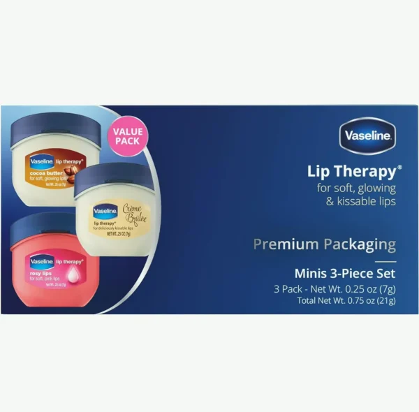 Petroleum Jelly Lip Care Bundle - Creme, Rosy, Cocoa Butter, 0.25 Oz (Set of 3)